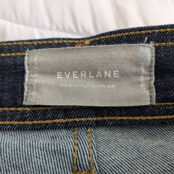 Everlane The Way-High Skinny Jeans Size 25 Regular Dark Wash Denim Stretch - Picture 5 of 16